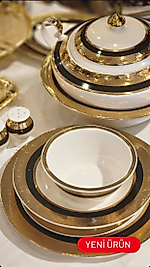 Lemons Black Gold 60 prç Makina Yıkama Garantili Porselen Yemek Takımı