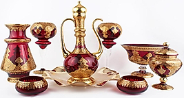 9 parça El İmalatı Salon Set Kırmızı Altın