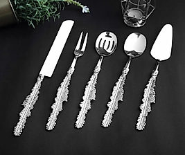 5 Parça Royking Tüy Model Gümüş Renk Servis Takımı