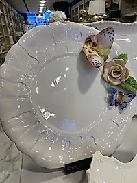 30 cm. İtalyan Porselen Kelebek Motifli Sunum